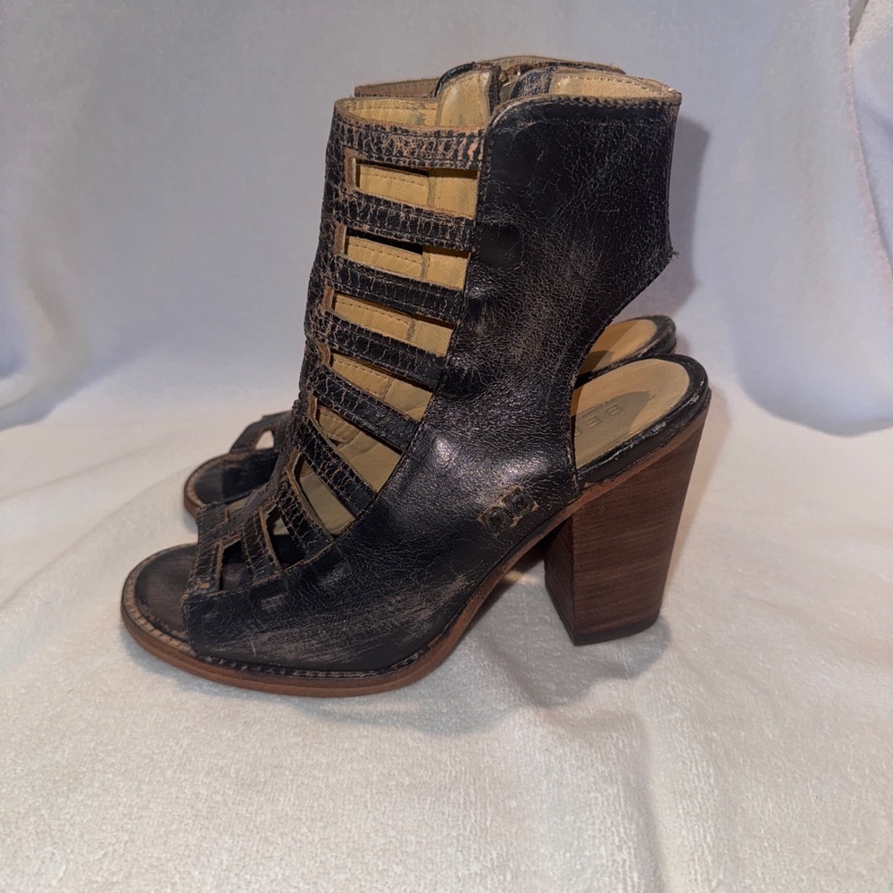 Bed Stu Black Strappy Heeled Sandals